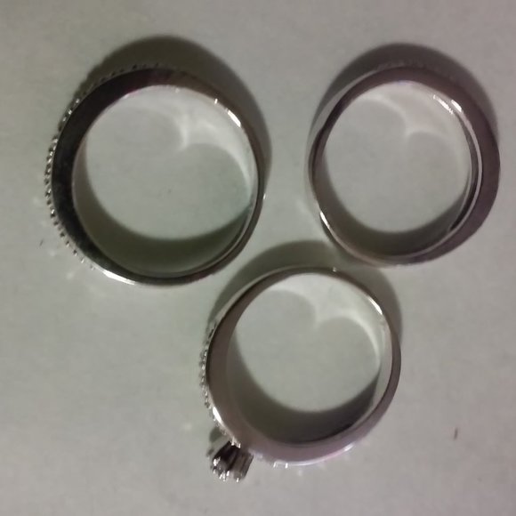 Sterling Silver Rings 3 Piece Set 925 BGE Inside Reads: Yesterday Today Forever - Picture 2 of 3